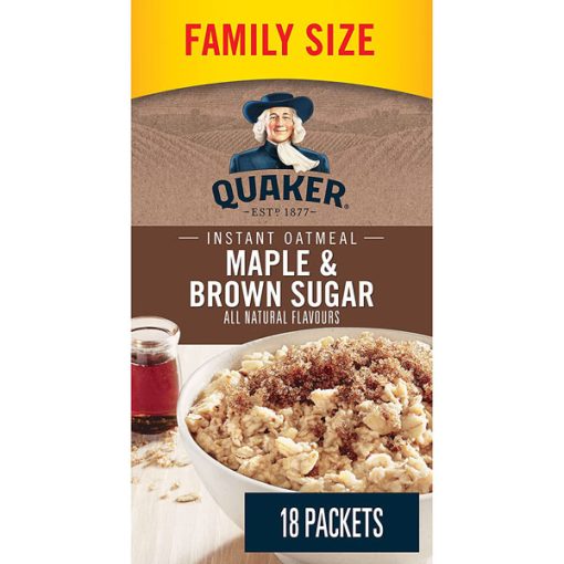 【Flash Sale + Free Shipping】QUAKER Maple & Brown Sugar Family Pack Instant Oatmeal (18 Packets x 43 g)+Apples & Cinnamon Family Pack Instant Oatmeal (18 Packets x 33 g)+Gluten-Free Quick Oats, 511 g - Image 3