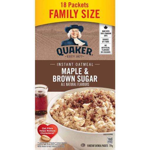 【Flash Sale + Free Shipping】QUAKER Maple & Brown Sugar Family Pack Instant Oatmeal (18 Packets x 43 g)+Apples & Cinnamon Family Pack Instant Oatmeal (18 Packets x 33 g)+Gluten-Free Quick Oats, 511 g - Image 8