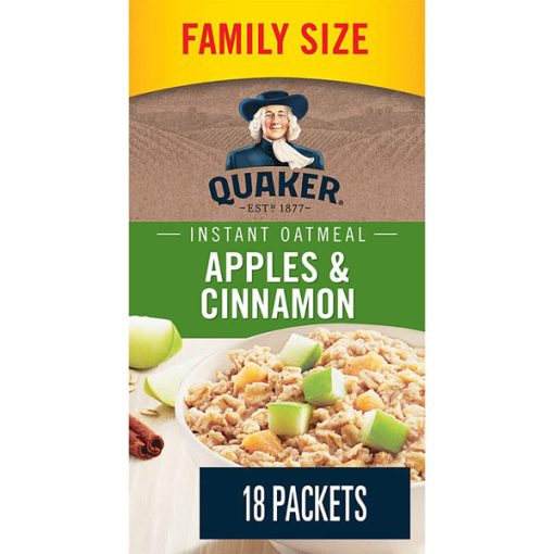 【Flash Sale + Free Shipping】QUAKER Maple & Brown Sugar Family Pack Instant Oatmeal (18 Packets x 43 g)+Apples & Cinnamon Family Pack Instant Oatmeal (18 Packets x 33 g)+Gluten-Free Quick Oats, 511 g - Image 5