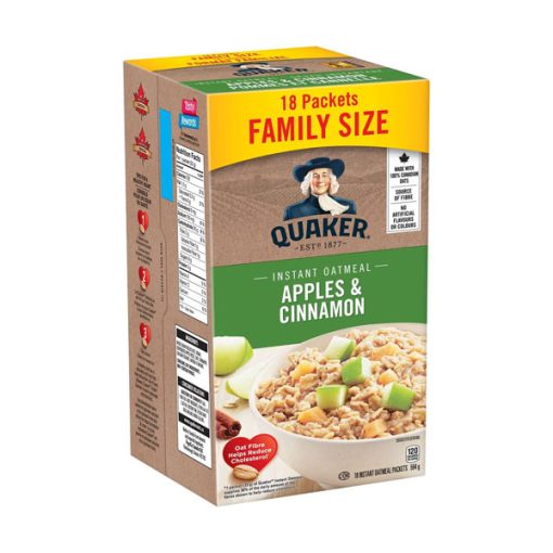 【Flash Sale + Free Shipping】QUAKER Maple & Brown Sugar Family Pack Instant Oatmeal (18 Packets x 43 g)+Apples & Cinnamon Family Pack Instant Oatmeal (18 Packets x 33 g)+Gluten-Free Quick Oats, 511 g - Image 4