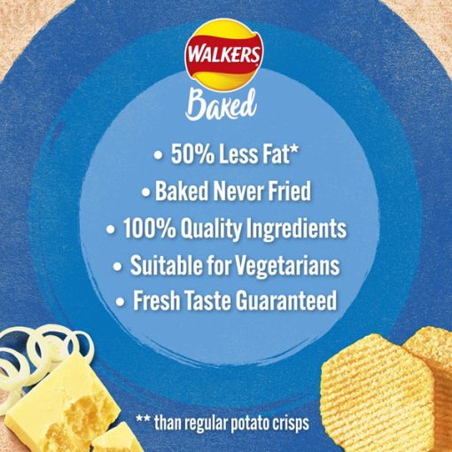 【2025 Flash Sales+ Free Shipping】Walkers 37.5 g Baked Cheese and Onion Potato Crisps Box – 50 Percent Less Fat Suitable for Vegetarians – Case of 32 Bags - Image 8