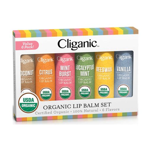 【Flash Sale + Free Shipping】Cliganic USDA 100% Natural Moisturizer Organic Lip Balm Stocking Stuffer Gift Set - 6 Flavors