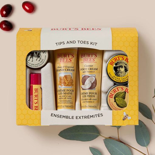 【Flash Sale + Free Shipping】Burt's Bees Travel Size 6 Products Tips and Toes Kit - Lip Balm, Almond Milk Hand Cream, Hand Salve, Honey and Grapeseed Hand Cream, Cuticle Cream & Foot Cream - Image 2