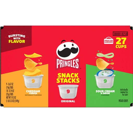【Flash Sale + Free Shipping】Pringles 19.3 oz Box 3 Flavors Variety Pack Potato Crisps Chips (27 Cups) - Image 6