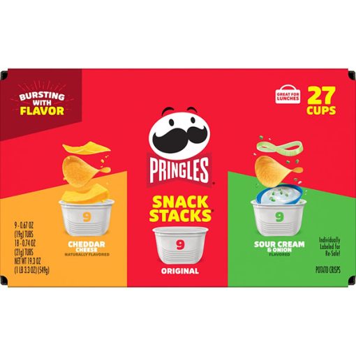 【Flash Sale + Free Shipping】Pringles 19.3 oz Box 3 Flavors Variety Pack Potato Crisps Chips (27 Cups) - Image 7