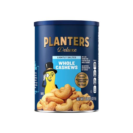 【2025 Flash Sales+ Free Shipping】PLANTERS 1.14 Pound Resealable Canister Deluxe Lightly Salted Whole Cashews - Pack of 1