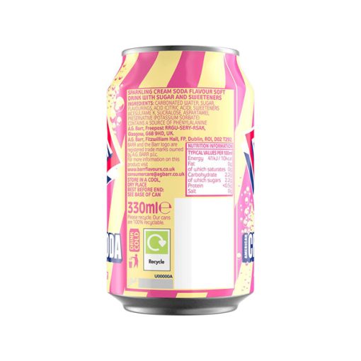 【2025 Flash Sales+ Free Shipping】BARR American Cream Low Sugar Soda - 24 pack 330 ml Fizzy Drink Cans - Image 2