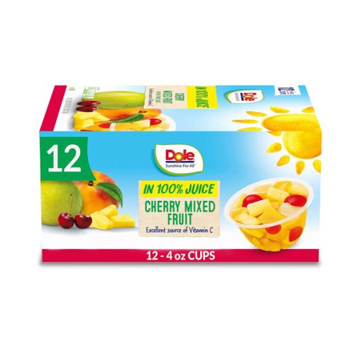 【2025 Flash Sales+ Free Shipping】Dole 4 Oz 12 Count  Fruit Bowls Cherry Mixed Fruit in 100% Juice