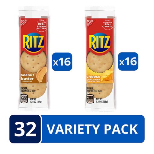 【2025 Flash Sales+ Free Shipping】RITZ 32 Packs Peanut Butter Sandwich Cracker Snacks and Cheese Sandwich Snack Crackers Variety Pack - Image 2