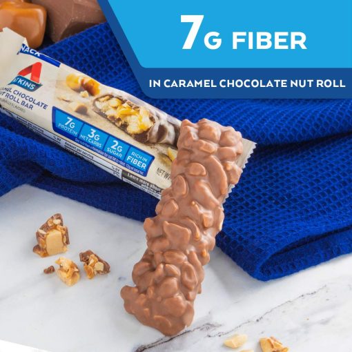 【2025 Flash Sales+ Free Shipping】Atkins Snack Bar, Caramel Chocolate Nut Roll, 8 Count - Image 5