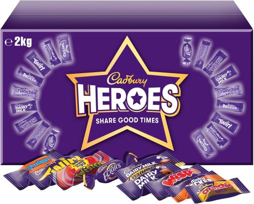 【2025 Flash Sales+ Free Shipping】Cadbury Heroes Chocolate Bulk Share Box, Assorted Mini-Size Milk Chocolate Bars, 2 kg