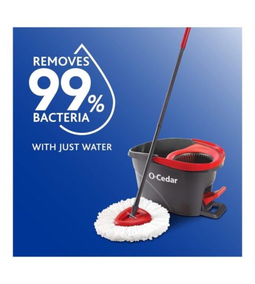 【Exclusive for new TK users】O-Cedar EasyWring Microfiber Spin Mop & Bucket Floor Cleaning System + 4 Extra Refills, Red/Gray - Image 2