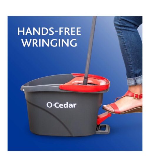 【Exclusive for new TK users】O-Cedar EasyWring Microfiber Spin Mop & Bucket Floor Cleaning System + 4 Extra Refills, Red/Gray - Image 3