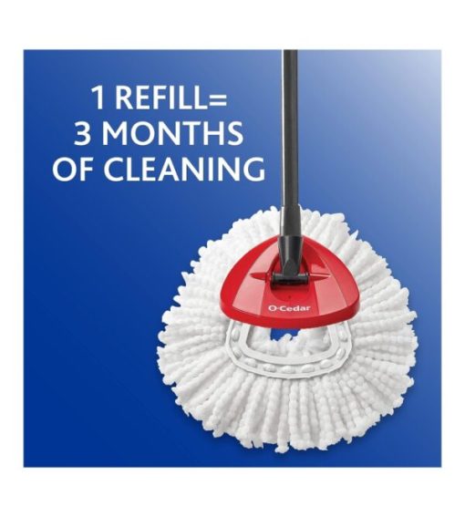 【Exclusive for new TK users】O-Cedar EasyWring Microfiber Spin Mop & Bucket Floor Cleaning System + 4 Extra Refills, Red/Gray - Image 6
