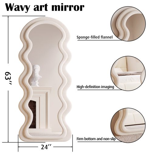 【New Users Only】Full Length Wavy Arched Mirror, 63x24in, Wall Mount/Standing/Leaning - Image 6