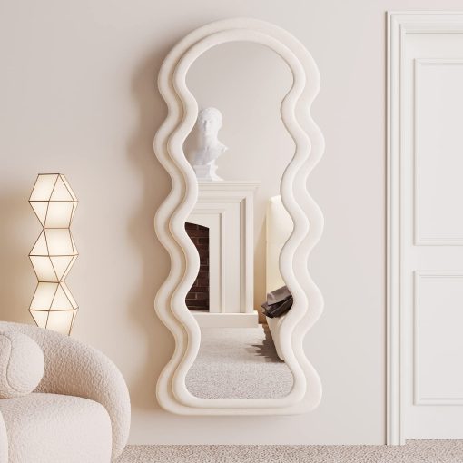 【New Users Only】Full Length Wavy Arched Mirror, 63x24in, Wall Mount/Standing/Leaning
