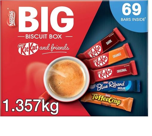 【First Order Discount】Nestlé Kitkat and Friends Big Biscuit Box | 69 x Chocolate Biscuit Bars - KitKat, Blue Riband, Toffee Crisp | Bulk Chocolate Box 1.357kg
