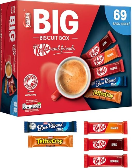 【First Order Discount】Nestlé Kitkat and Friends Big Biscuit Box | 69 x Chocolate Biscuit Bars - KitKat, Blue Riband, Toffee Crisp | Bulk Chocolate Box 1.357kg - Image 2